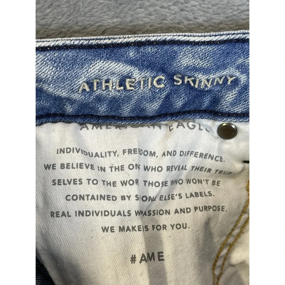 American Eagle Jeans Mens 26x28 Blue AirFlex Athletic Skinny Light Wash Stacked‎